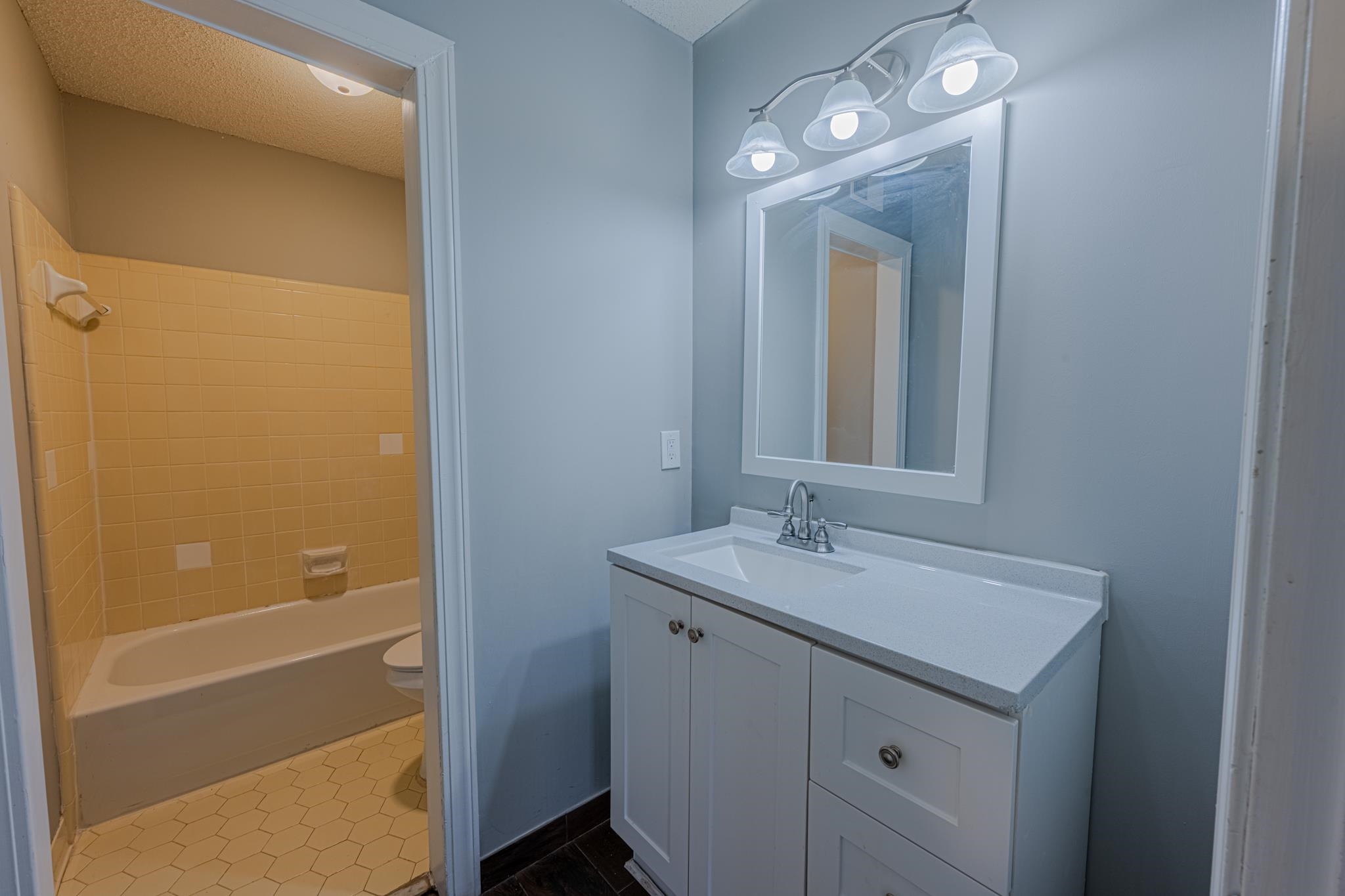 7125 Crestridge Road Memphis, TN 38119 - Photo 22 of 36 a bathroom with a sink a light fixture a vanity and a mirror