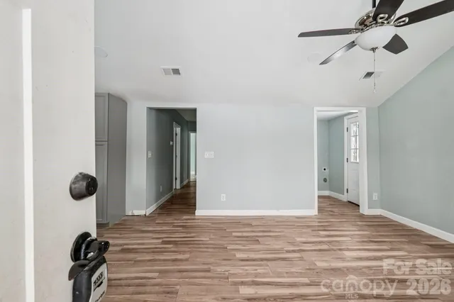 a view of a livingroom with a staircase