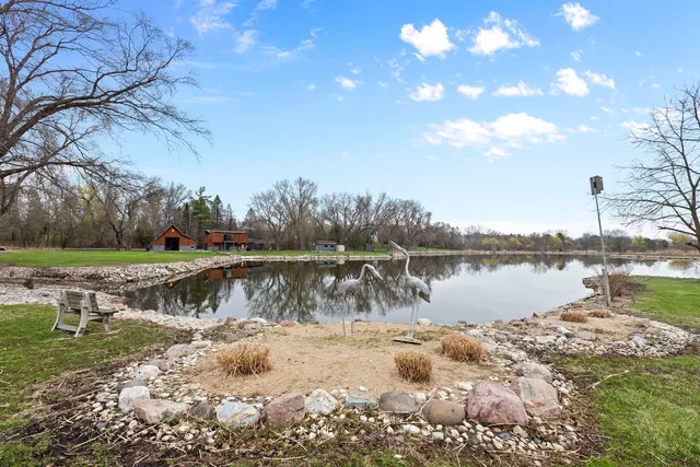 a view of a lake in middle of forest