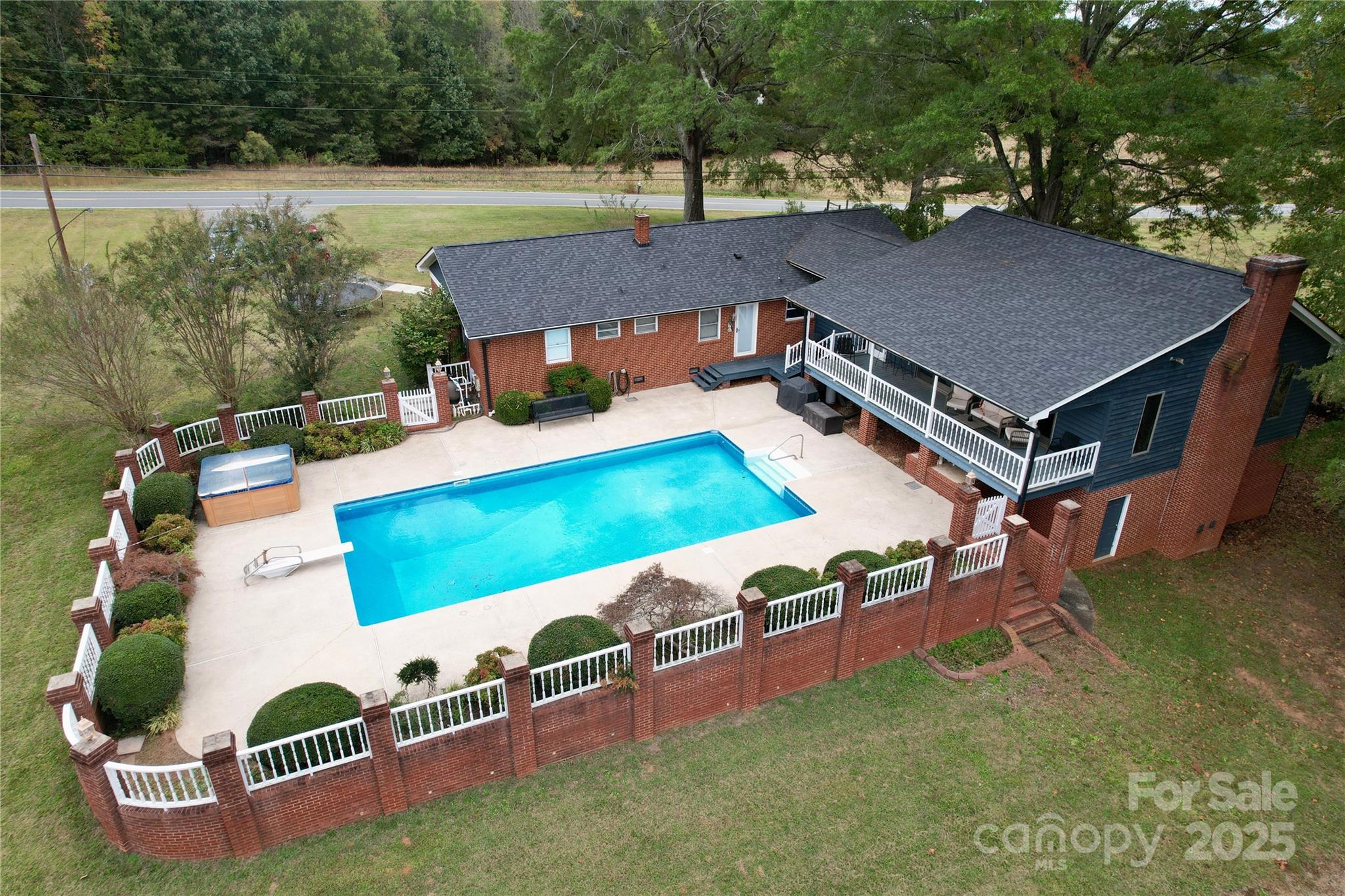 an aerial view of a house