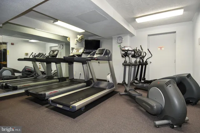 a view of a room with gym equipment