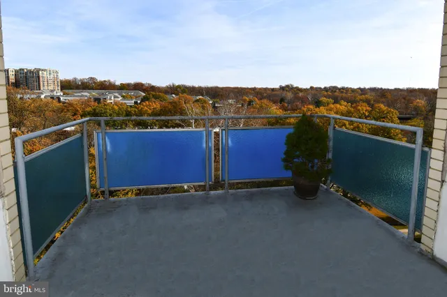 an empty room with mountain view