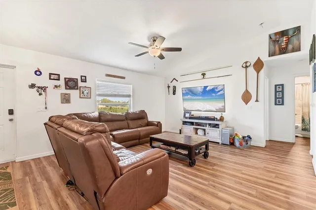 a living room with furniture