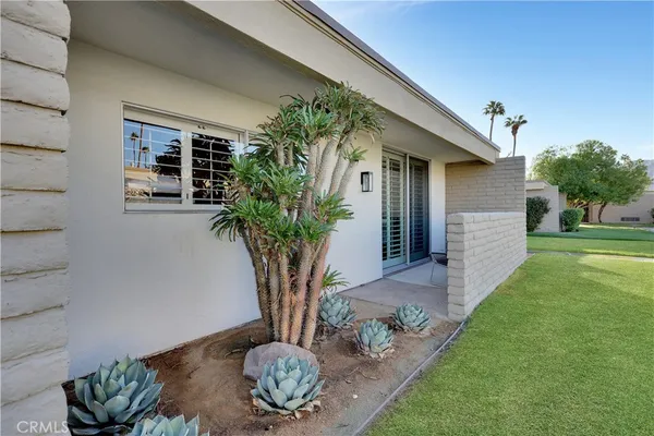 a potted plant in front of a house