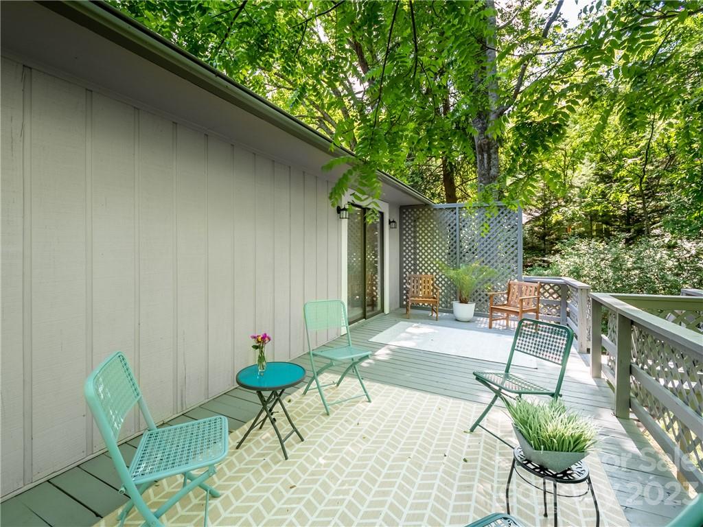 39 Cedar Mountain Road Asheville, NC 28803 - Photo 4 of 35 a patio with a table and chairs and potted plants