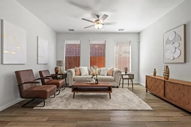 a living room with furniture