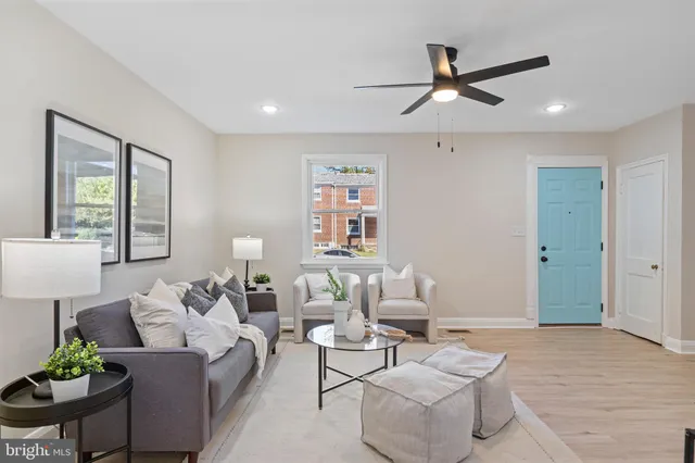 a living room with furniture