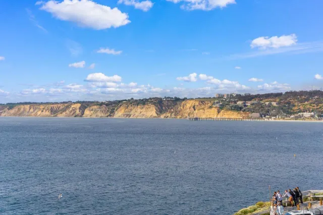 a view of a city and ocean view