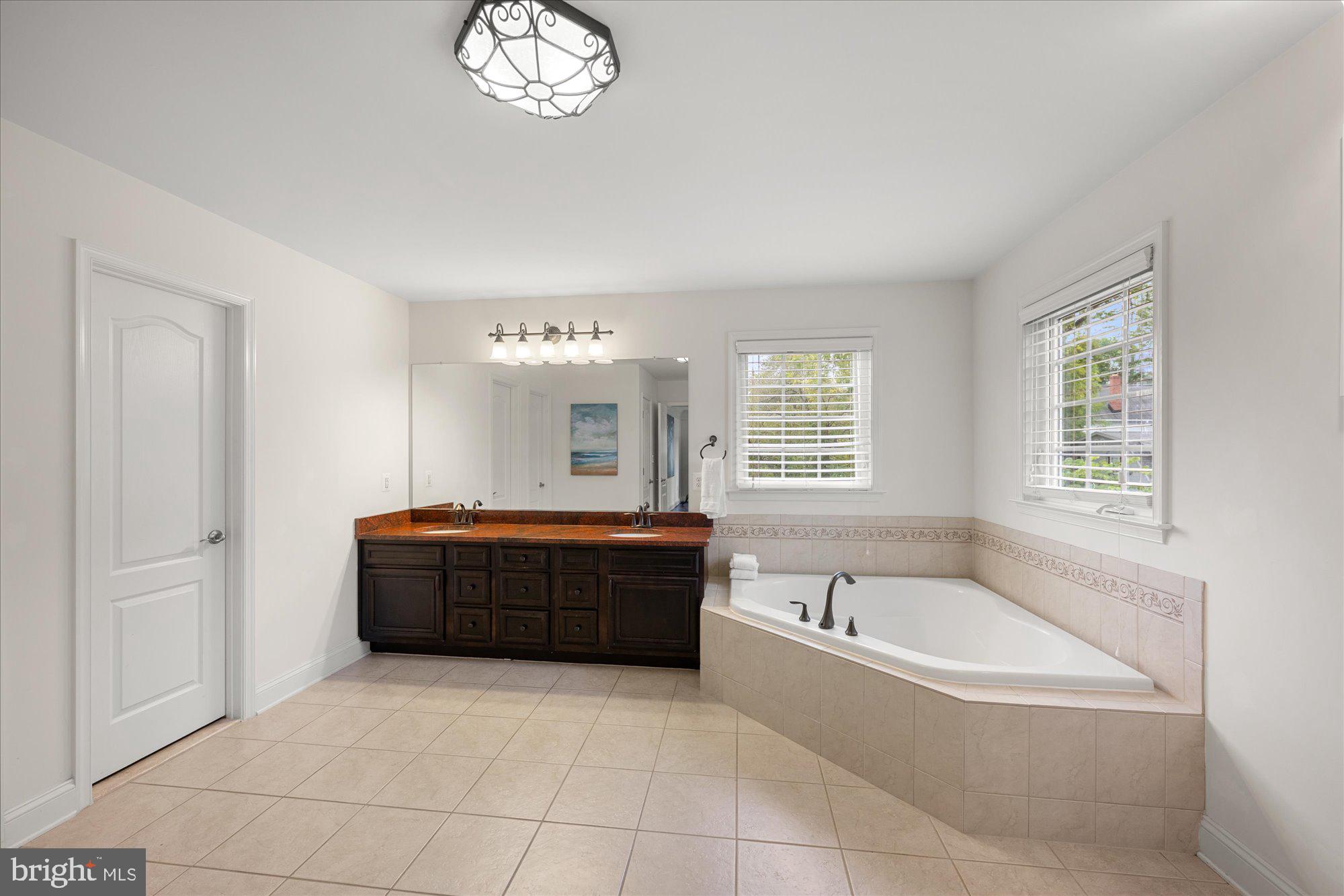 8808 Walnut Hill Road Chevy Chase, MD 20815 - Photo 30 of 60 a spacious bathroom with a tub sink and mirror