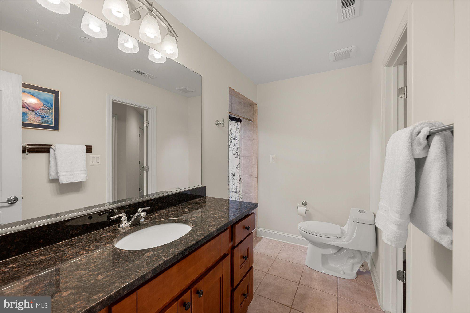 8808 Walnut Hill Road Chevy Chase, MD 20815 - Photo 38 of 60 a bathroom with a granite countertop double vanity sink and a mirror