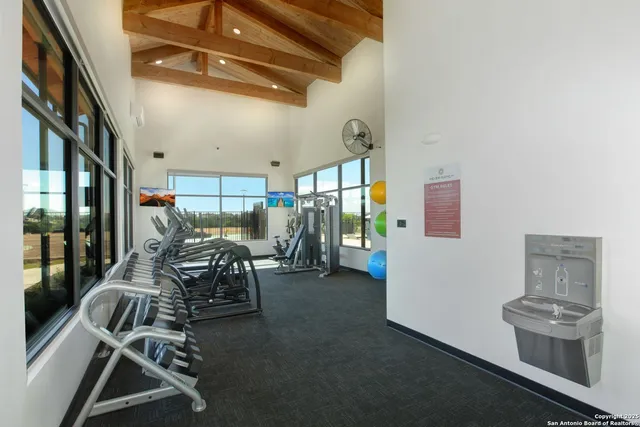 a view of a room with gym equipment
