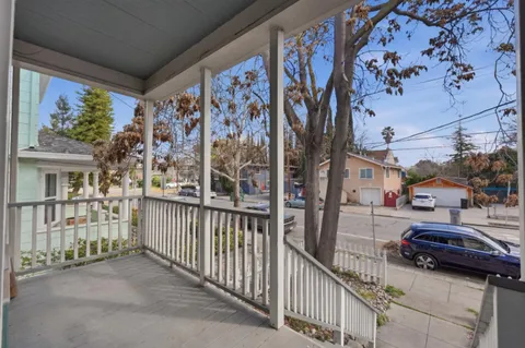 a view of a city from a balcony