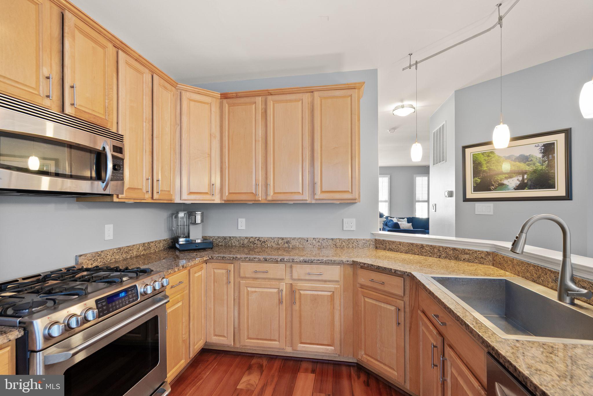 11477 Waterhaven Court Reston, VA 20190 - Photo 24 of 54 a kitchen with granite countertop a sink a stove and cabinets