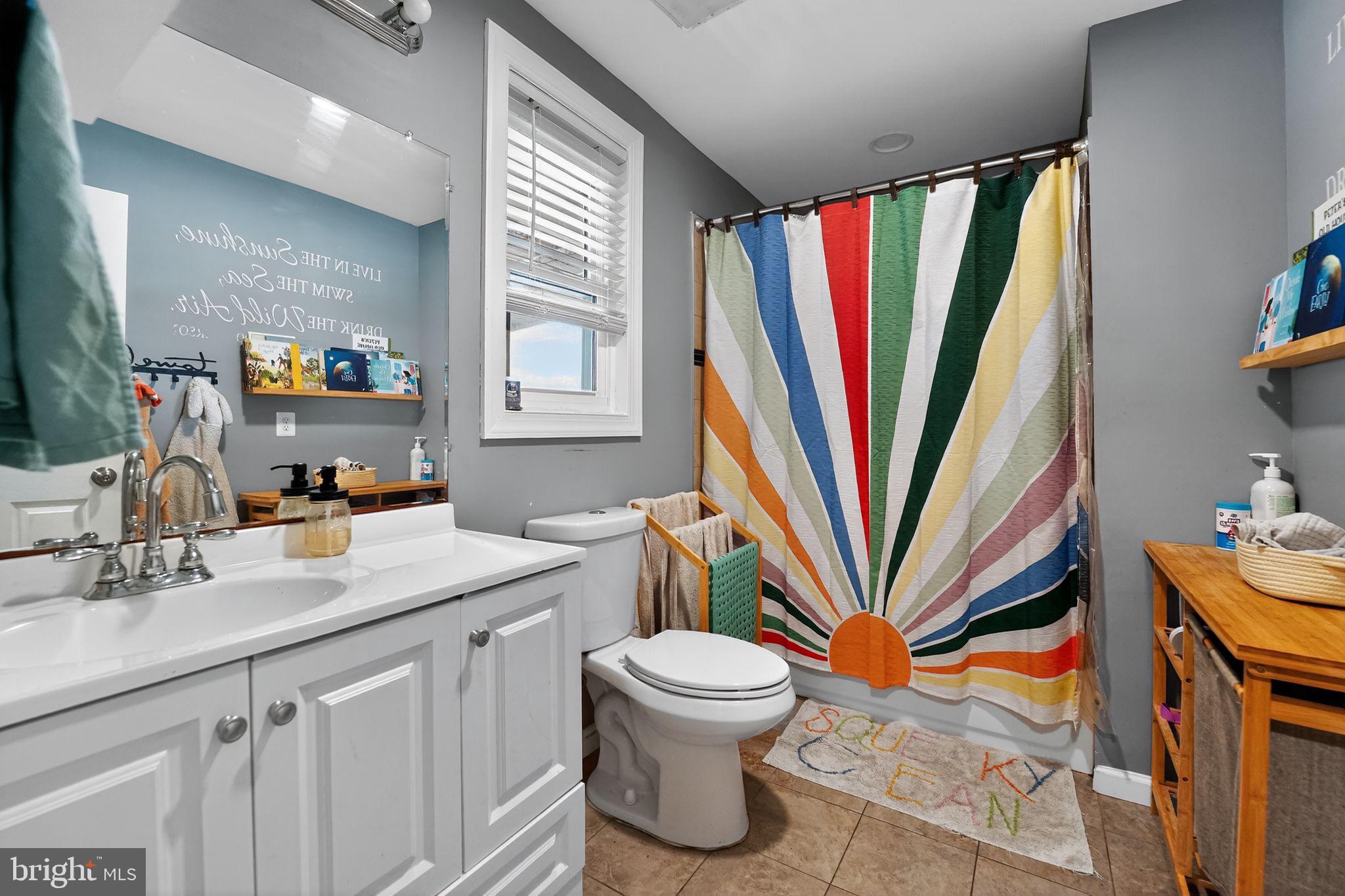 7819 Bertha Road Pasadena, MD 21122 - Photo 19 of 31 a bathroom with a sink a toilet and a mirror