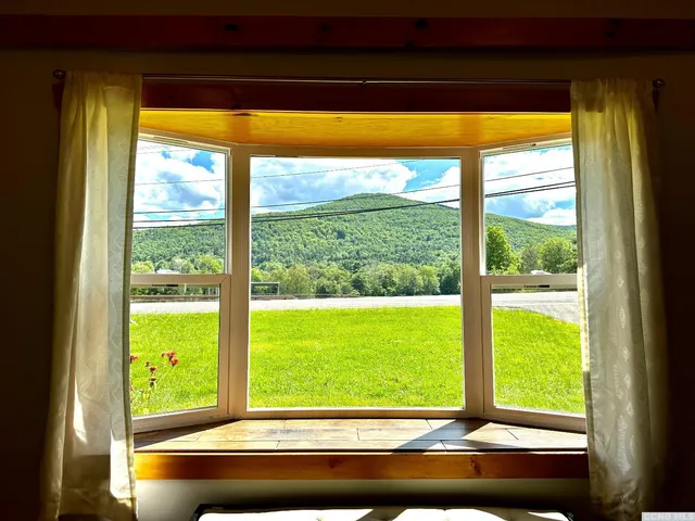 a view of lake from a window