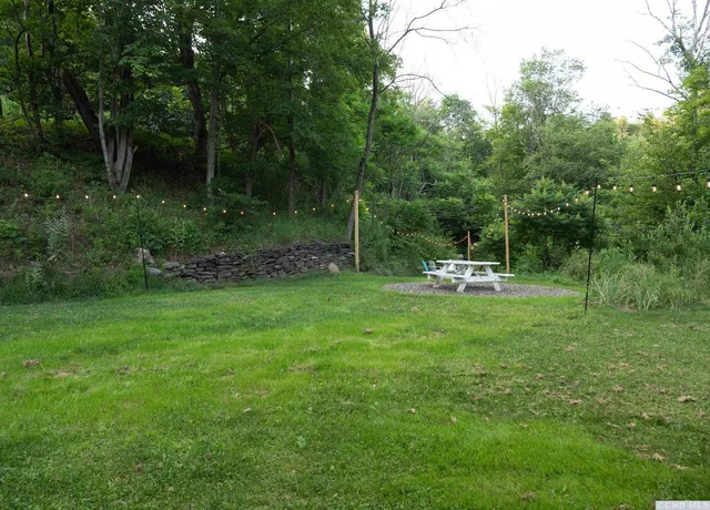 a park with a bench and trees