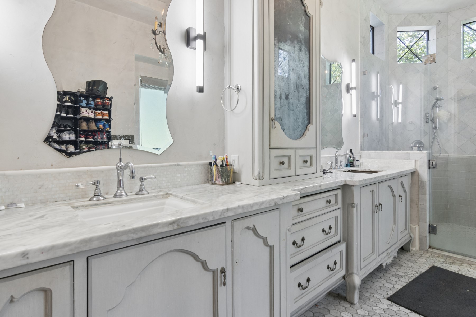 3818 Waterbend Cove Spring, TX 77386 - Photo 17 of 44 a bathroom with a granite countertop double vanity sink mirror and