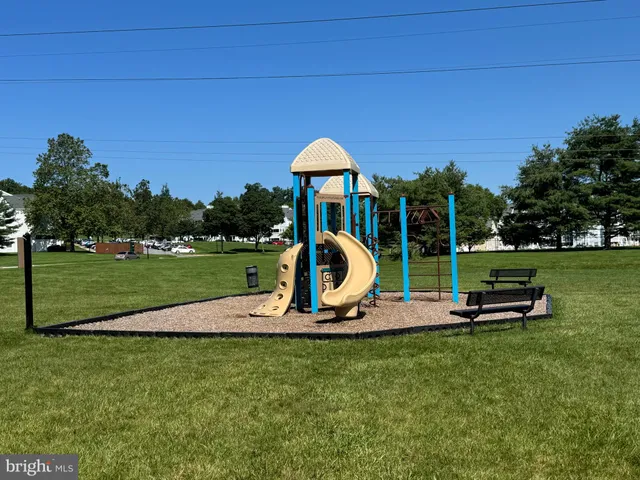 a view of a park with slide