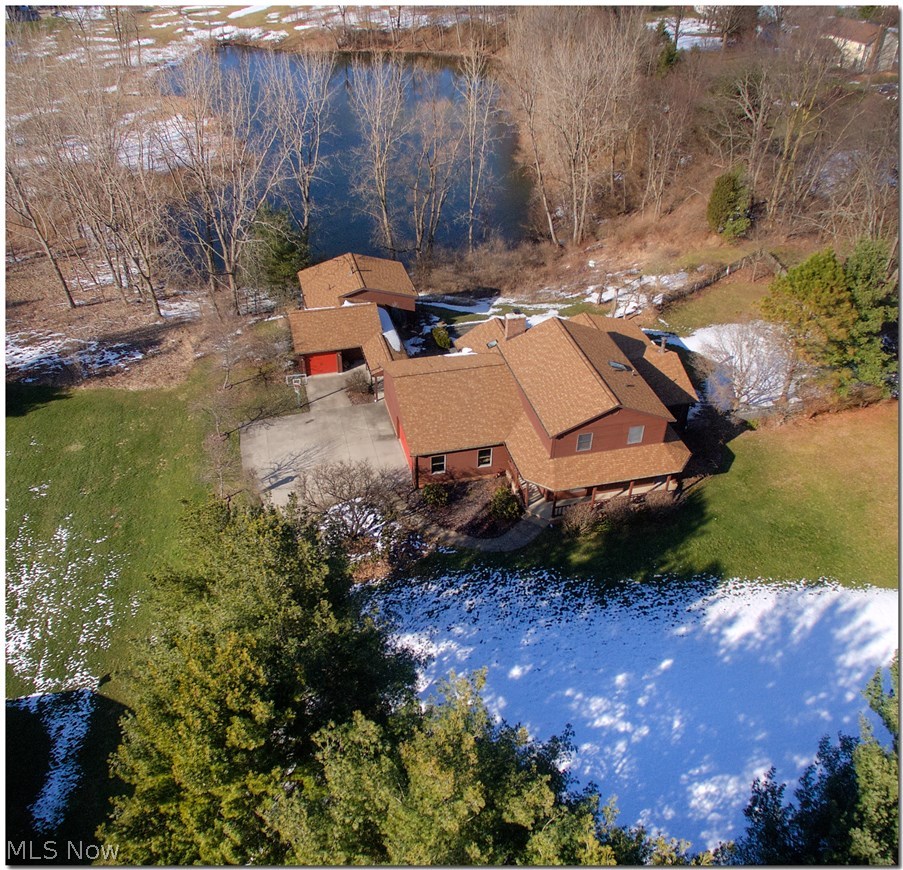 763 Barlow Road Hudson, OH 44236 - Photo 2 of 35 Aerial picture of 763 Barlow Rd with Main House, Guest House and pond