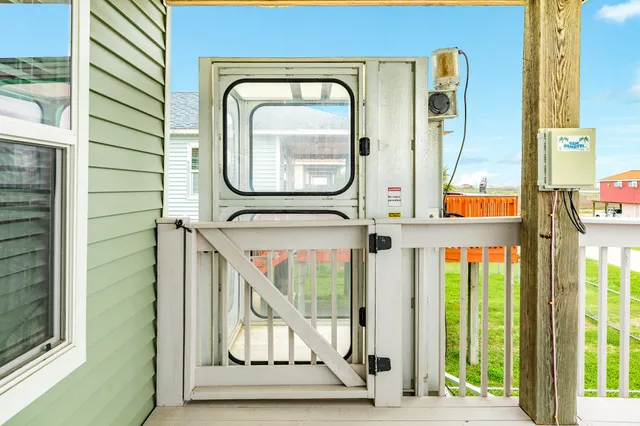 a view of two door with a glass door