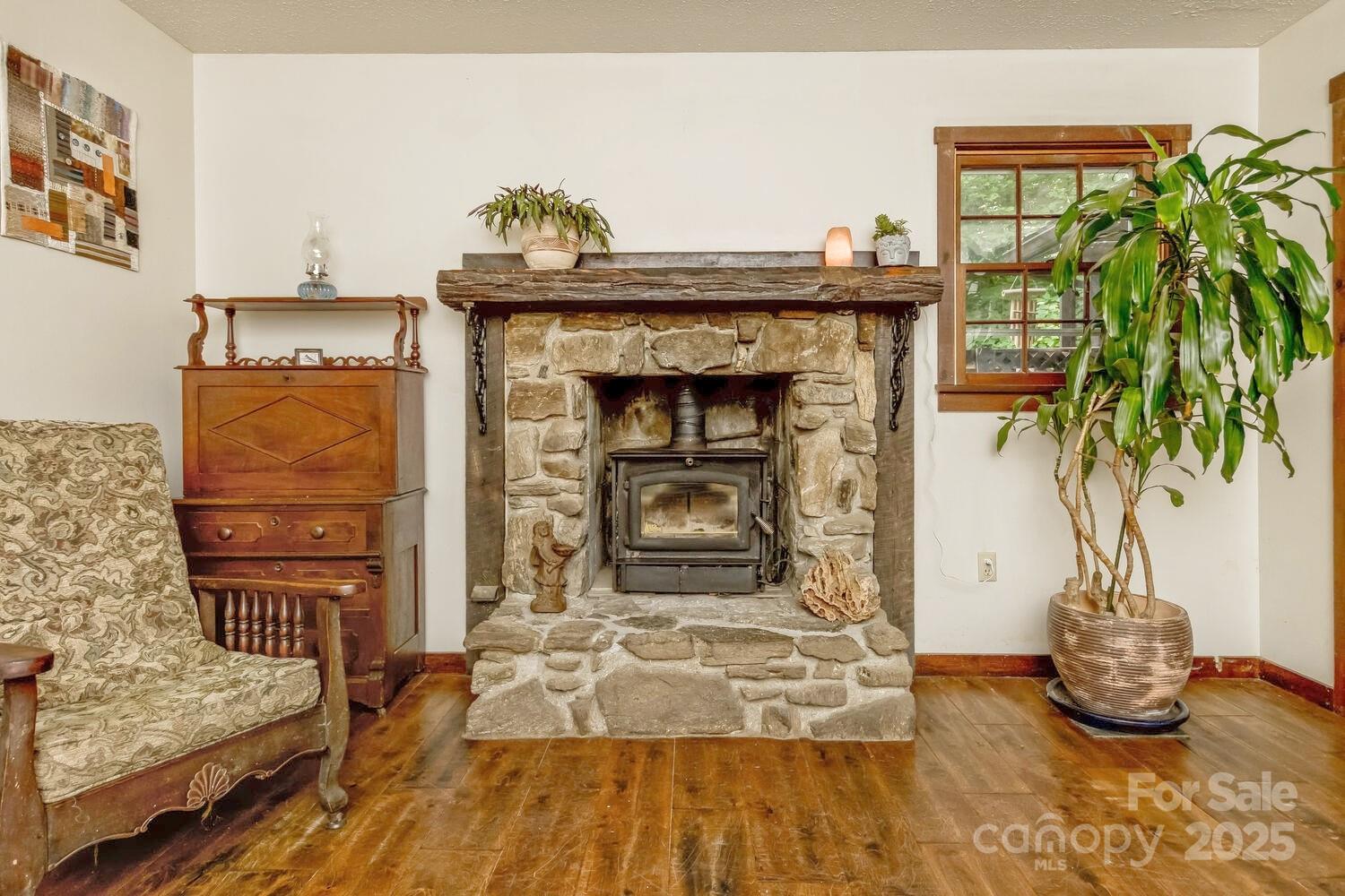 557 Tumbling Fork Road Waynesville, NC 28785 - Photo 4 of 44 a living room with furniture and a fireplace