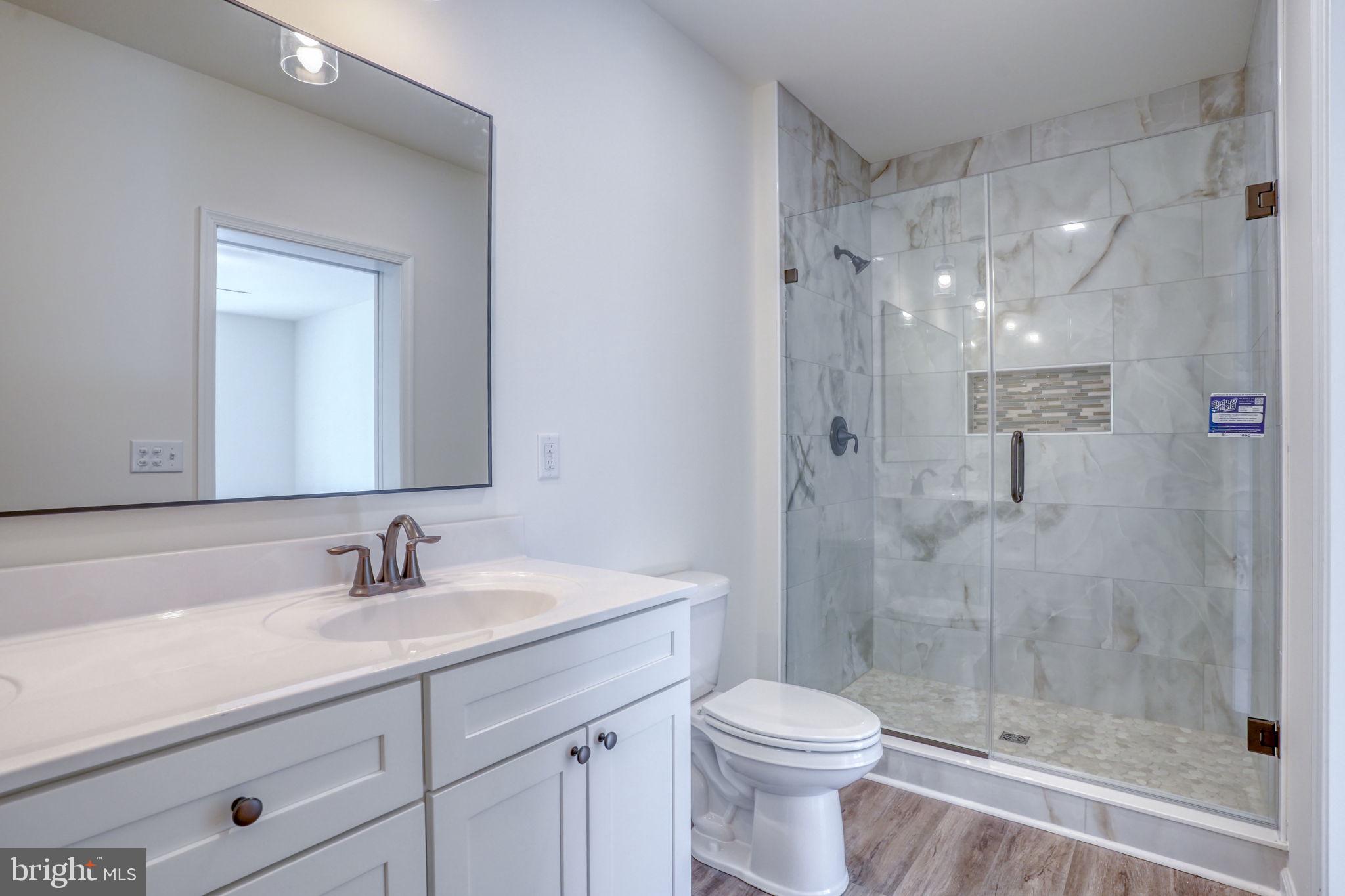 156 Pratts Branch Road Felton, DE 19943 - Photo 20 of 35 a bathroom with a shower sink vanity mirror and toilet