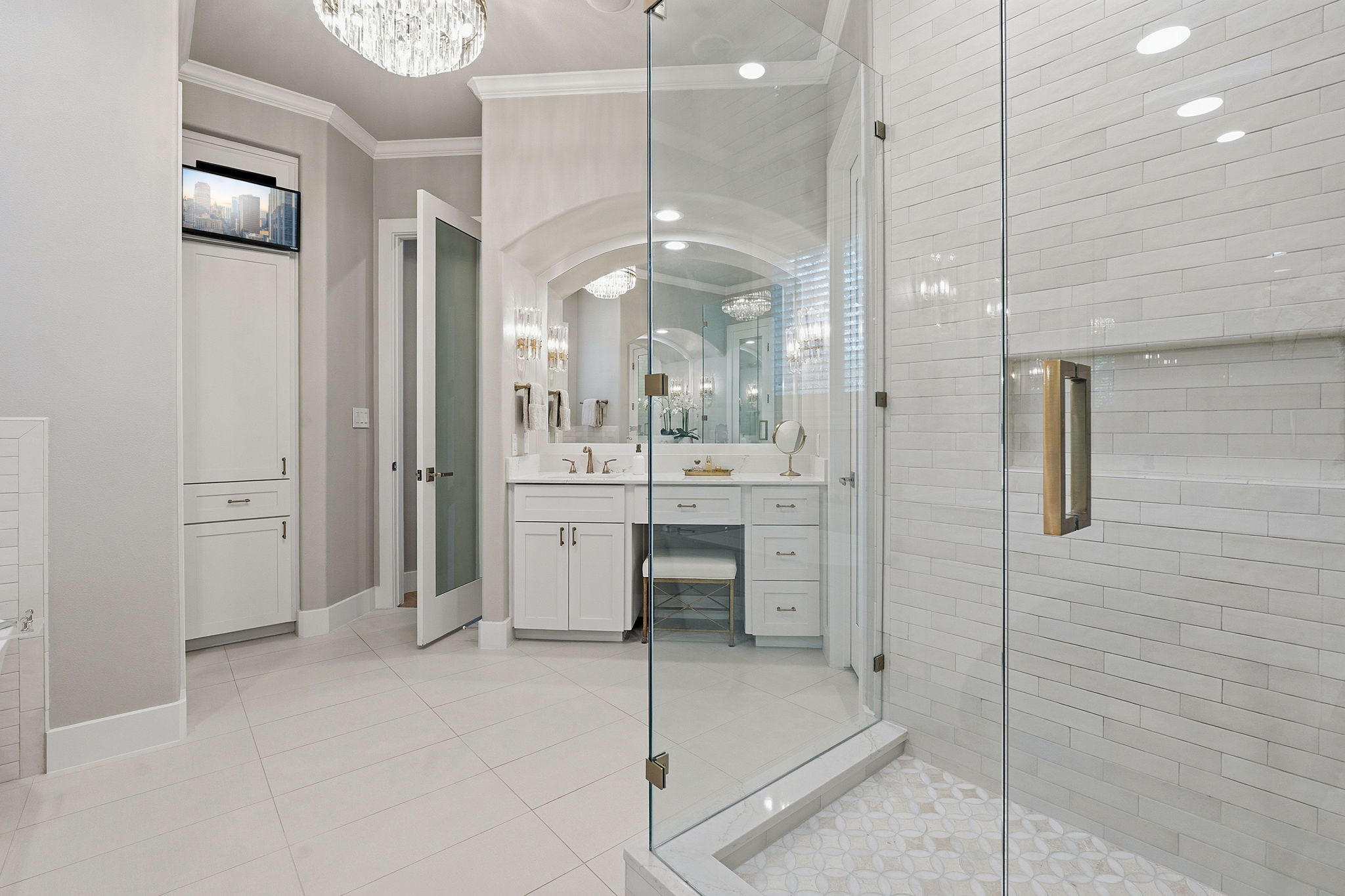 11501 Turtle Lane Austin, TX 78726 - Photo 20 of 37 a bathroom with a mirror sink and glass door