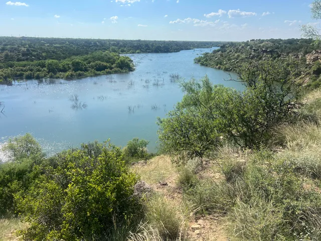an aerial view of lake