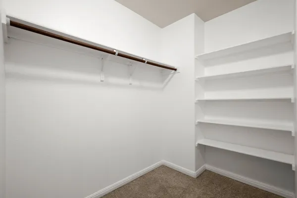 a view of an empty walk in closet