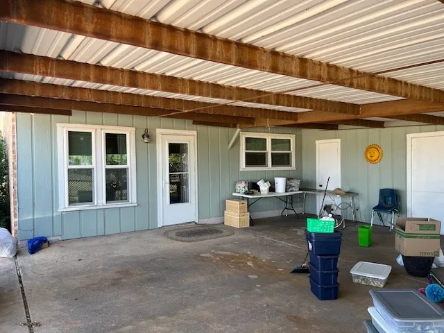 a view of a balcony with an outdoor space