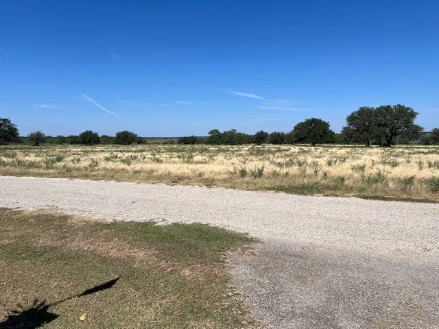 a view of a dry yard with wooden fence