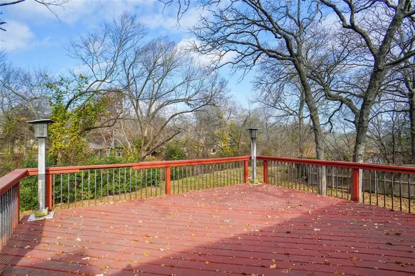 a deck view with a garden space