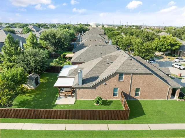 an aerial view of a house