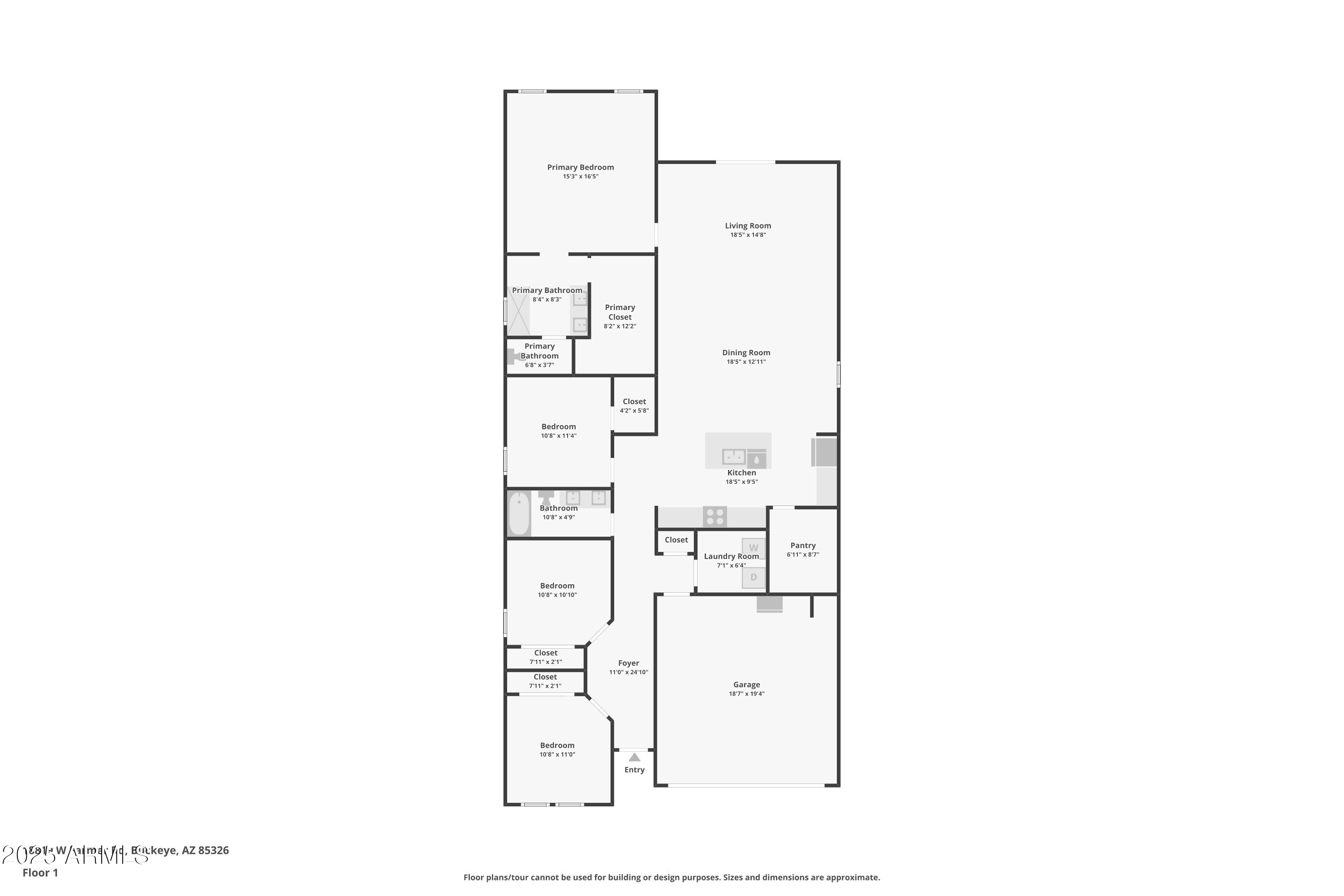 18819 West Farmer Road Buckeye, AZ 85326 - Photo 23 of 23 a picture of a floor plan
