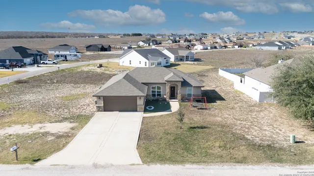 an aerial view of a house