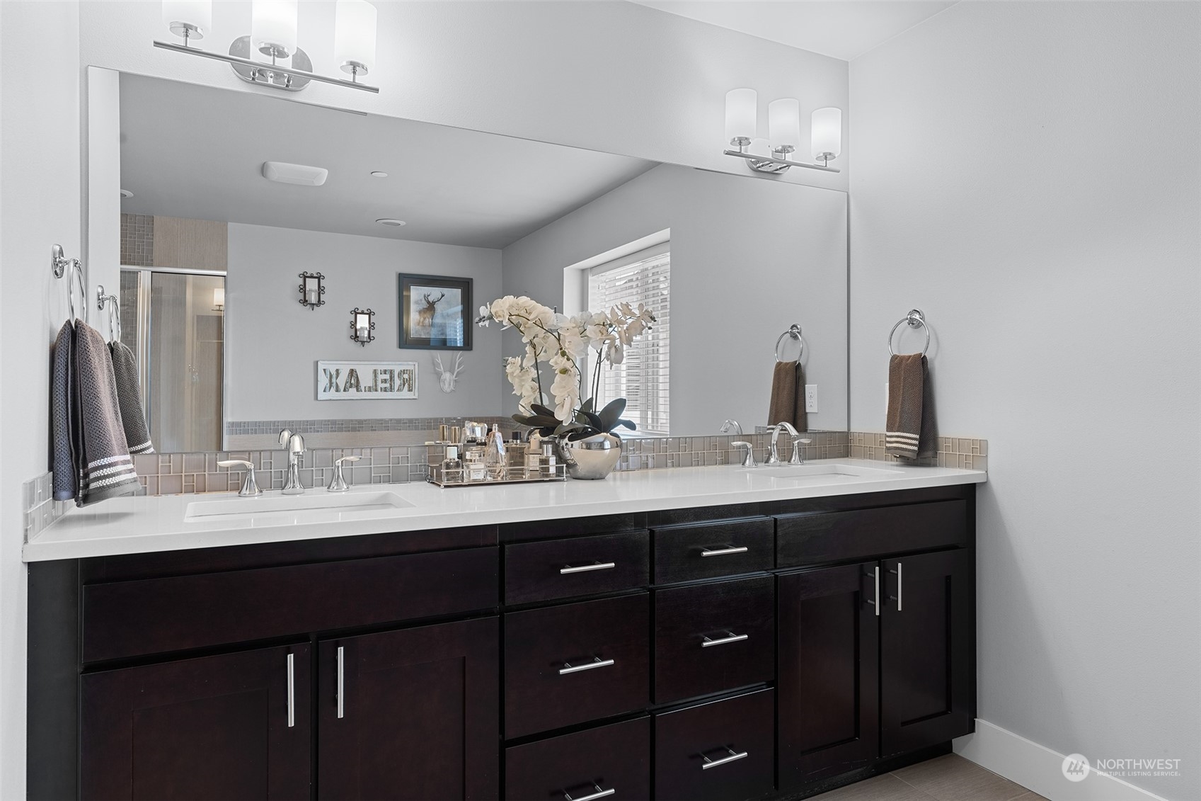 21815 86th Place West Edmonds, WA 98026 - Photo 16 of 25 a bathroom with double sink and a mirror