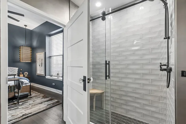 a bathroom with a shower