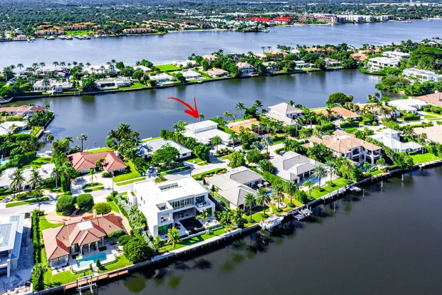 a view of a lake with a yard