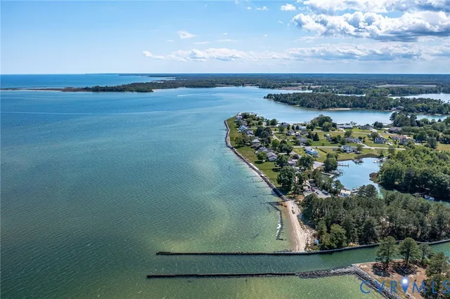 a view of a lake with a nearby beach