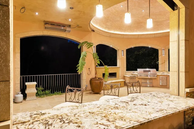 a view of a wooden door with a potted plant