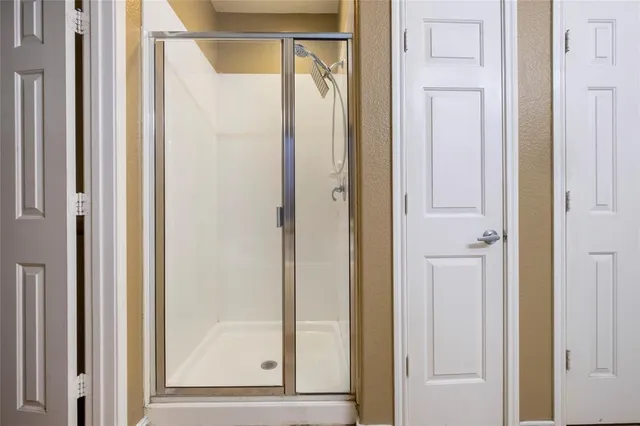 a view of a bathroom with front door