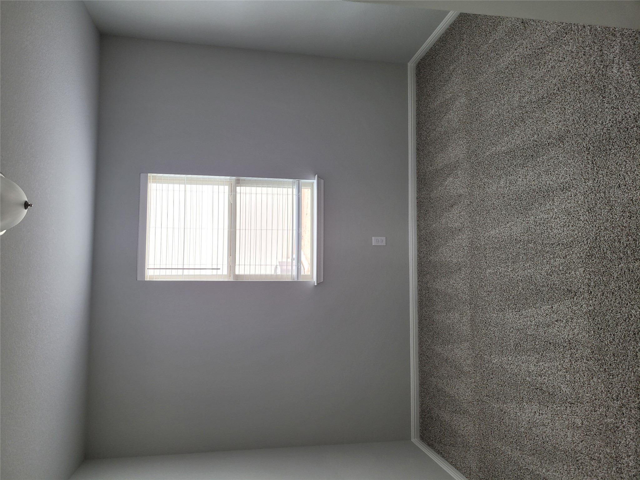 131 Wild Wind Cove Jarrell, TX 76537 - Photo 3 of 26 Gray-toned room featuring a single window with blinds, light gray walls, and textured gray carpeting