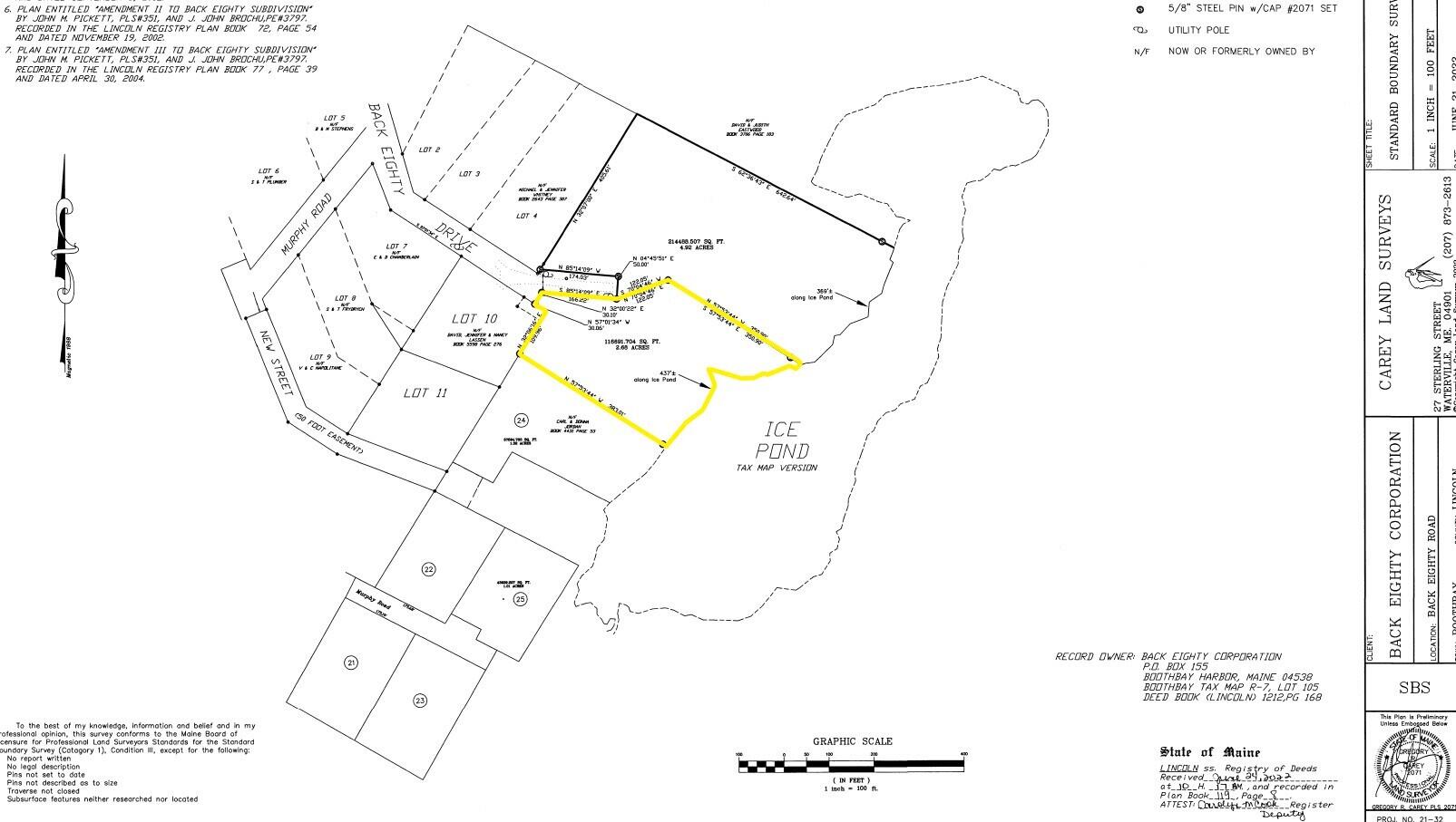 105-26 Back Eighty Road Boothbay, ME 04537 - Photo 5 of 6 6 Back Eighty Survey - Outlined