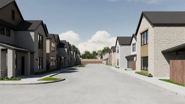 a view of a house with a street