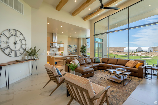 3606 South Cypress Road Hurricane, UT 84737 - Photo 12 of 69 Living area featuring recessed lighting and a ceiling fan