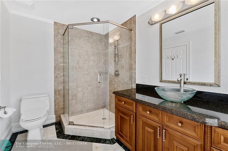23285 Mirabella Circle Boca Raton, FL 33433 - Photo 20 of 31 a bathroom with a granite countertop sink a toilet and shower