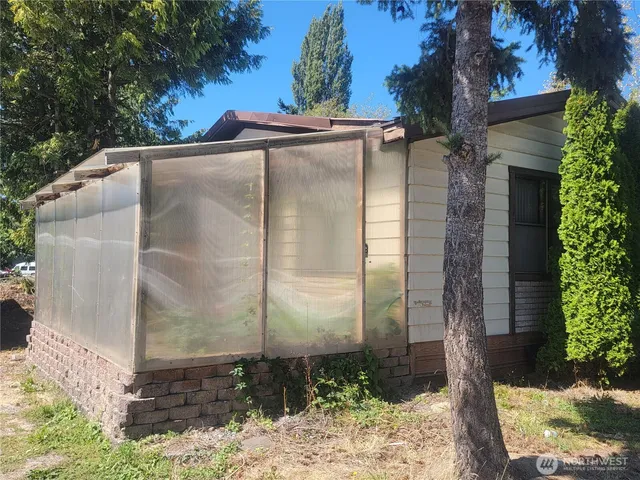a view of a glass door
