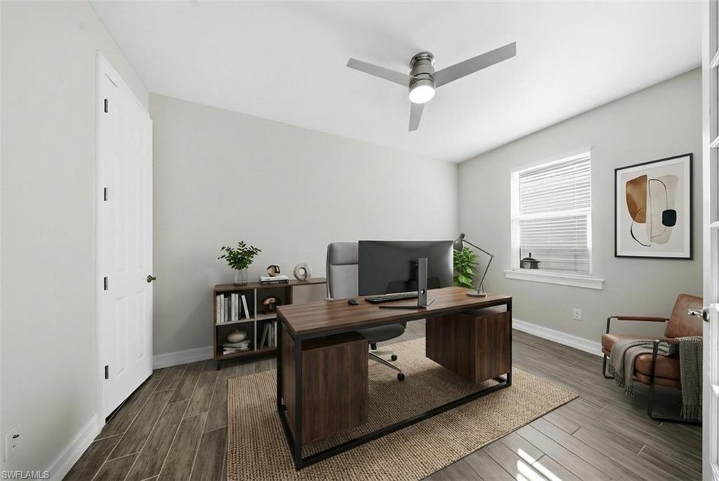 1059 Enbrook Loop Naples, FL 34114 - Photo 25 of 40 Office space featuring wood tiled floors and a ceiling fan