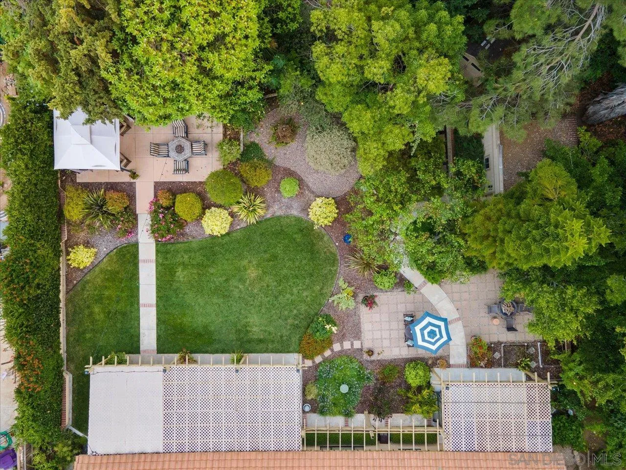 1787 Wolverine Way Vista, CA 92084 - Photo 4 of 35 an aerial view of a house with swimming pool and garden space