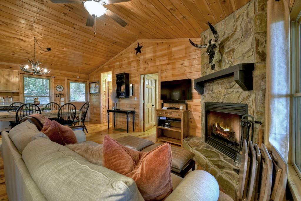9 Joanna Court Blue Ridge, GA 30513 - Photo 11 of 34 a living room with furniture a fireplace and a flat screen tv